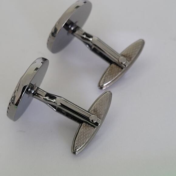 Dunhill D Cufflinks Silver Gold Tone Logo Round Designer Logo Vintage Geometric - Picture 2 of 7